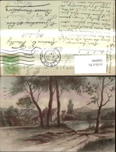 188990,Künstler Ak La Pensee Haus See Bäume Landschaft