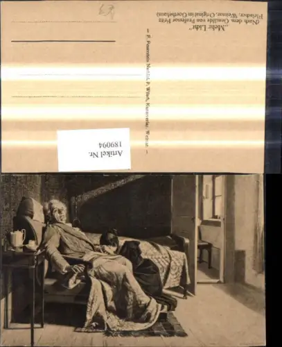 189094,Künstler Ak Prof. Fritz Fleischer Mehr Licht Frau weint Stuhl Sessel Alter Mann