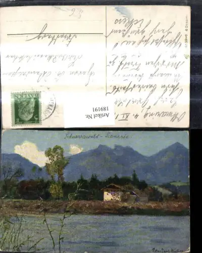 189191,Künstler Ak Peter Paul Müller Schwarzwald Szenerie Haus Ufer Landschaft pub Erika 3949euro6