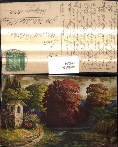 189244,Künstler Ak G. Fiebinger Stätte des Friedens Marterl Kapelle Landschaft