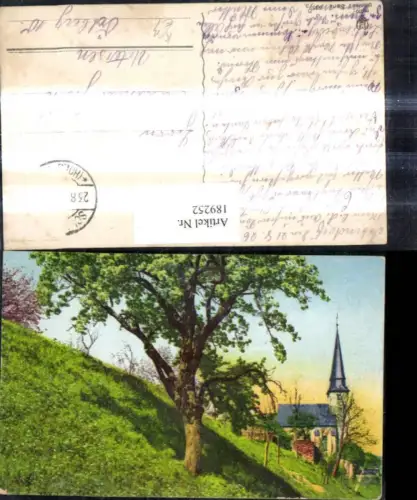 189252,Künstler Ak Baum Kirche Landschaft