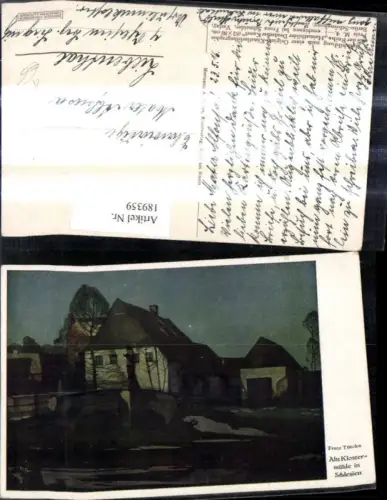 189359,Künstler Ak Franz Türcke Alte Klostermühle i. Schlesien b. Nacht Mühle Brücke Statue
