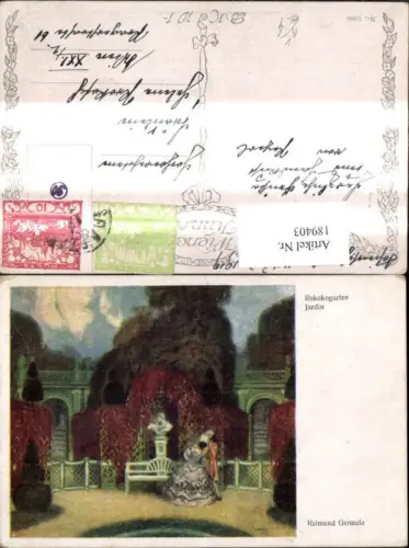 189403,Künstler Ak Raimund Germela Rokokogarten Jardin Garten Paar pub B.K.W.I. Brüder Kohn 1080