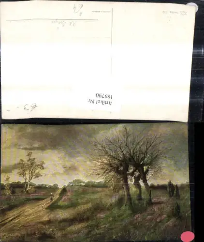 189790,Künstler Ak M. O. Bürger Frau Weg Bäume Landschaft