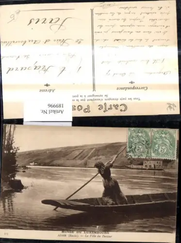 189996,Künstler Ak Adam Emile La fille du Passeur Frau Zille Boot Fluss Landschaft