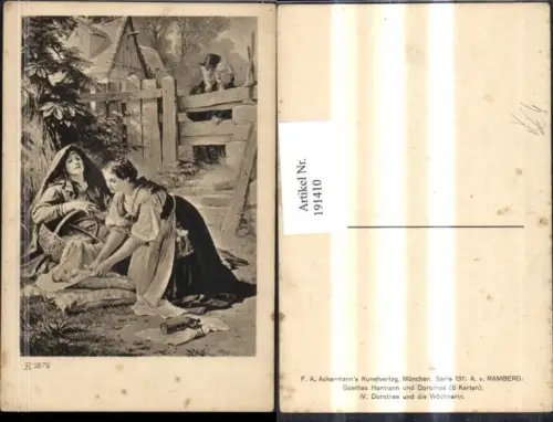 191410,Künstler AK Ansicht v. Ramberg Frauen Kind Babay Korb pub F. A. Ackermann 137