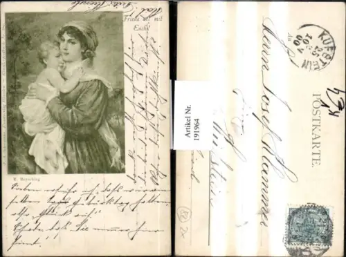 191964,Künstler AK R. Beyschlag Friede sei mit Euch Frau m. Kind pub A. Ackermann 209