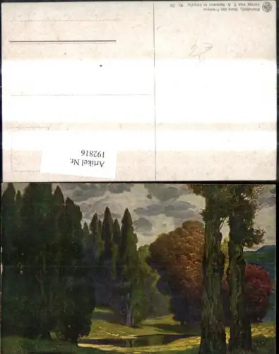 192816,Künstler Ak Rüdisühli Hain d. Friedens Teich Bäume Landschaft