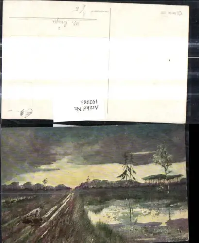 192985,Künstler Ak M. O. Bürger Mann Scheibtruhe Schubkarre Holz Weg Landschaft