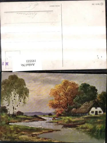 193333,Künstler Ak H. Lissmann Landschaft Haus Boot