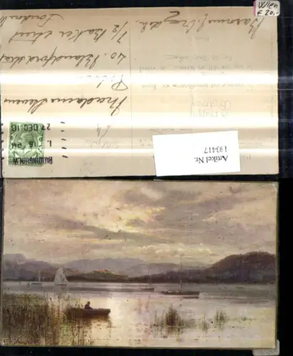 193417,Künstler Ak Splitgerber Mann i. Ruderboot Boote Segelboote Landschaft