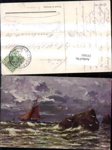 193485,Künstler AK H. Lissmann Segelschiff Schiff Felsen Sturm