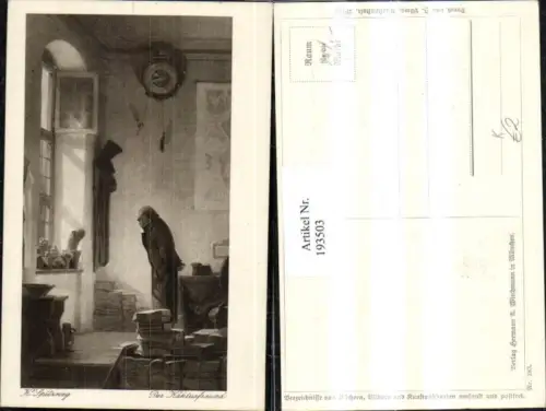 193503,Künstler AK K. Spitzweg Der Kaktusfreund Kakteen Mann Pendeluhr Uhr