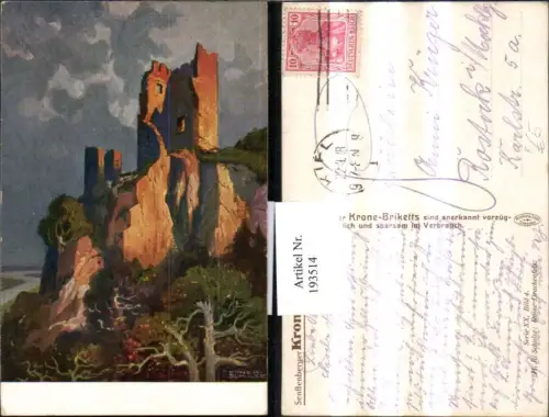 193514,Künstler AK H. R. Schulze 20euro4 Ruine Drachfenfels