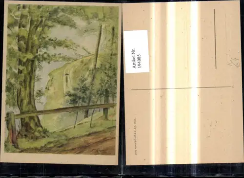 194085,Künstler Ak Jan Rambousek Weg Zaun Baum Wald Landschaft