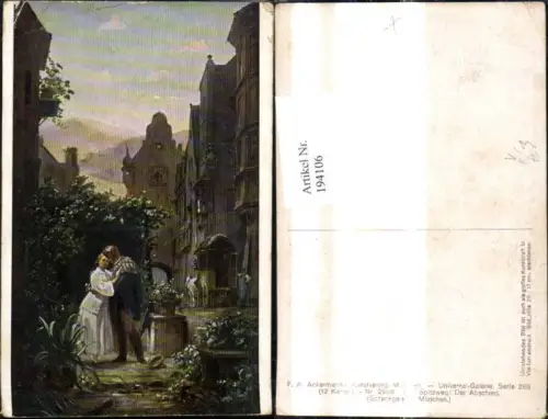 194106,Künstler Ak Carl Spitzweg Der Abschied Frau Soldat Umarmung pub F. A. Ackermann 288euro2968