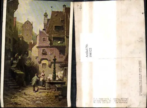 194122,Künstler Ak Carl Spitzweg Der Hochzeiter Mann Blumenstrauß Frau Brunnen pub F. A. Ackermann 288euro2973