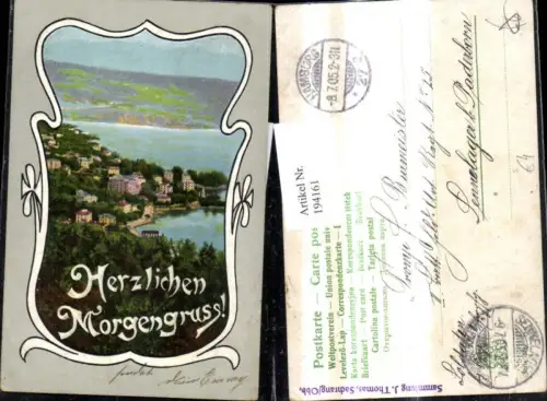 194161,Künstler Ak Stadt Dorf a. See Passepartout Stempel Sammlung J. Thomas Sachrang Oberbayern