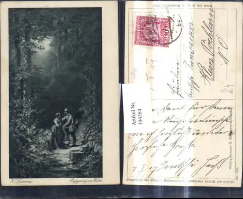 194384,Künstler Ak Karl Carl Spitzweg Begegnung i. Walde Frau Jäger