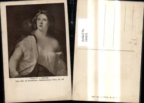 194431,Künstler Ak Palma V. Lukretia Frau m. Dolch Mann schaut über Schulter