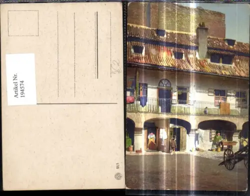 194574,Künstler Ak Frau Kinder Haus Gebäude