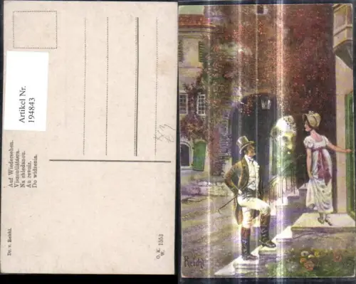194843,Künstler Ak Dr. v. Reichl Auf Wiedersehen Paar Abschied Treppe Stufen v. Haus