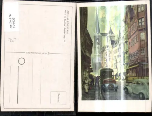 194933,Künstler Ak W. Ebeling Breiter Weg Strasse m. Auto Strassenbahn