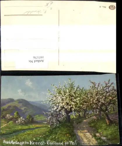 197176,Künstler Ak F. Arnold Weg Baumblüte Bach Landschaft