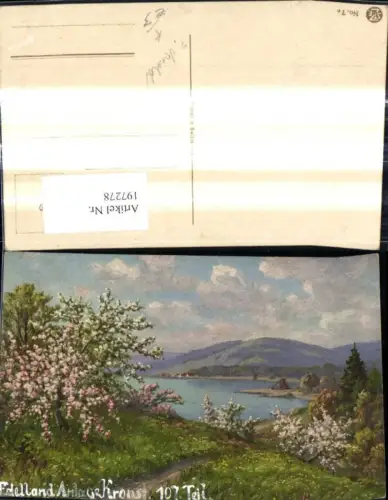 197278,Künstler Ak F. Arnold Baumblüte Wiese See Landschaft