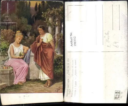 198352,Künstler Ak F. Rösler Vinicius u. Ligia Treu bis i. d. Tod Paar i. Garten Park
