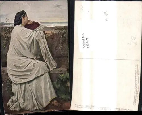 198469,Künstler Ak Anselm Feuerbach Iphigenie Frau schaut a. Meer pub F. A. Ackermann 272euro2826