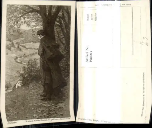 198483,Künstler Ak H. Stulzer In einem kühlen Grunde da geht ein Mühlenrad Mann b. Baum Mühle