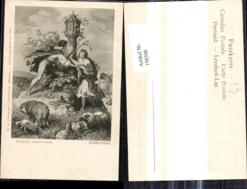 198500,Künstler Ak Kaulbach Goethe Galerie Heideröslein Frau Mann Marterl Schafe Lämmer pub F. A. Ackermann 1190