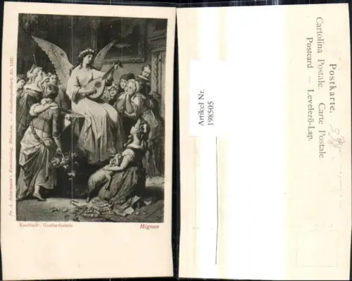 198505,Künstler Ak Kaulbach Goethe Galerie Mignon Engel spielt Mandoline Musik pub F. A. Ackermann 1187