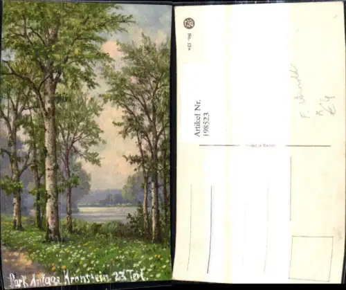 198523,Künstler Ak F. Arnold Birken Bäume Ufer See Landschaft