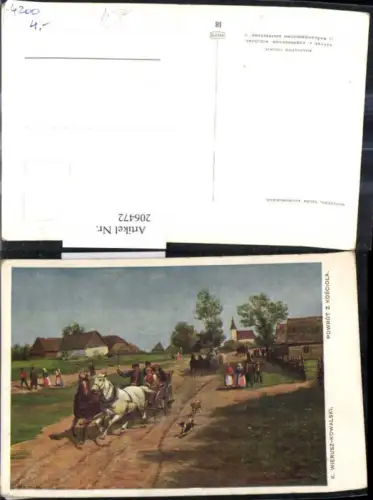 206472,Künstler AK K. Wierusz-Kowalski „Powrot Z Kosciola“ Pferdekutschen Kutsche Hunde