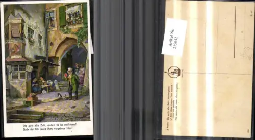 215042,Künstler Ak J. Frank Die gute alte Zeit Weltvergessen Spruch Text