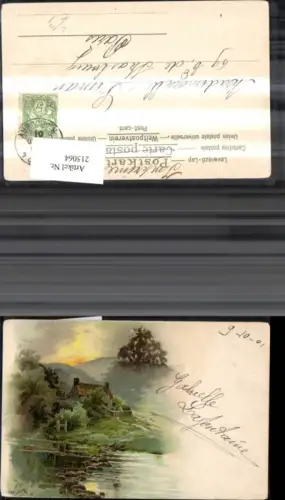 215064,Künstler Litho Haus Landschaft