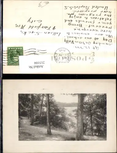 215104,Künstler Ak Wald Landschaft Passepartout