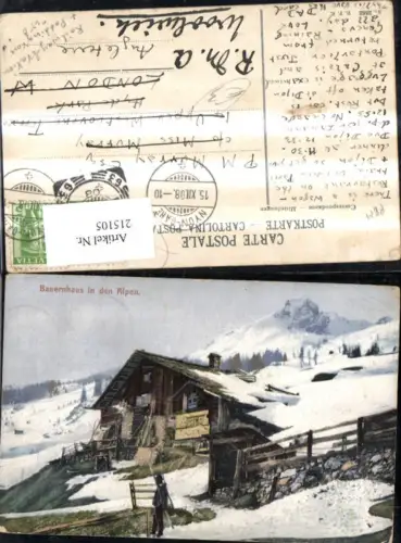215105,Künstler Ak Bauernhaus i. d. Alpen Winteransicht