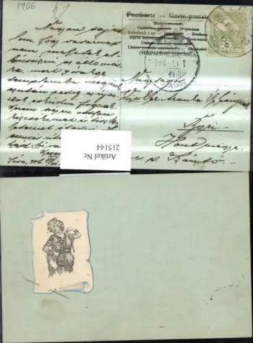 215144,Künstler Ak Frau a. Papierrolle Stecknadel