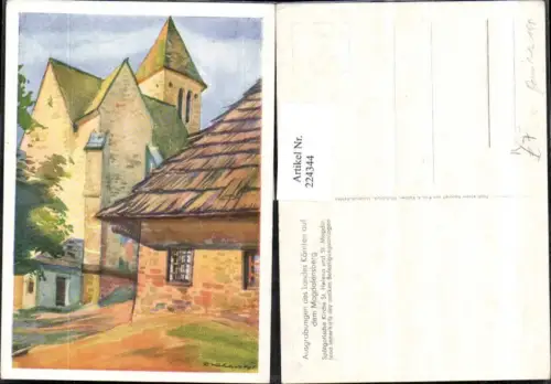 224344,Künstler AK Prof. R. Kalcher Aquarell Kirche St. Helena u. St. Magdalena