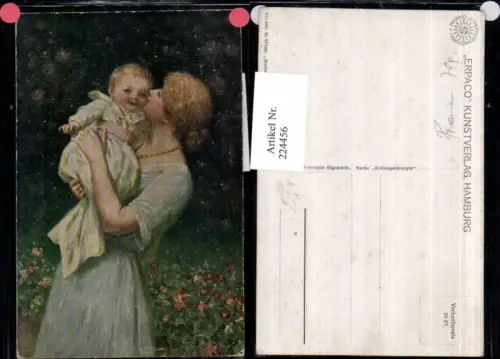 224456,Künstler AK H. Gitter Ölgemälde Erpaco Kunstverlag Fascimile 493 Frau küsst Kind