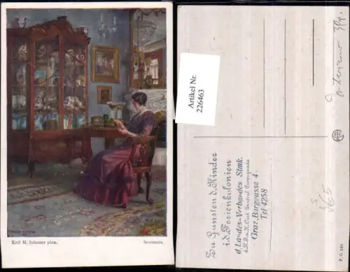 226463,Künstler AK K. M. Schuster Souvenirs Schrank Frau pub Kilophot Zu Gunsten d. Kinder i. d. Ferienkolonien Graz