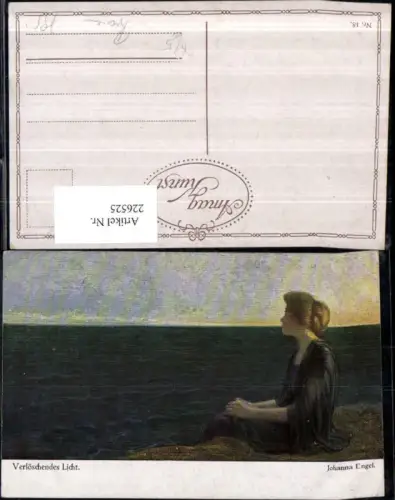 226525,Künstler AK Johanna Engel Verlöschendes Licht Mädchen b. Meer