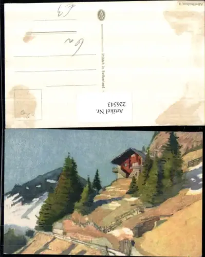 226543,Künstler AK Schweiz Adelboden Berghütte Bergkulisse