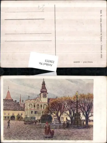 226553,Künstler AK R. Lang Tschechien Volyne namesti Turm Brunnen Säule