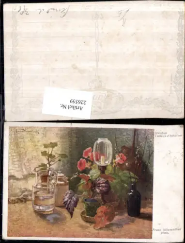 226559,Künstler AK Franz Wiesenthal Stillleben Blumen Kerze Wasserkrug