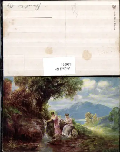 226561,Künstler AK A. Broch Frauen Landschaft Wasserfall