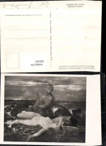 226563,Künstler AK Arnold Böcklin Triton u. Nereide Meeresgott Nymphe Akt pub Hans Andres Berlin